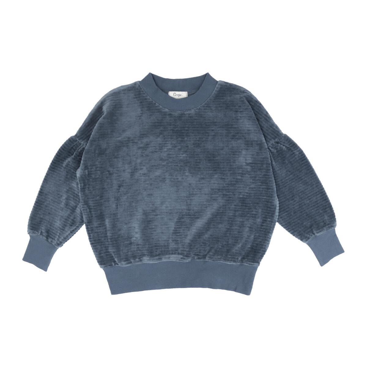 Velour Rib Girls Top- Midnight