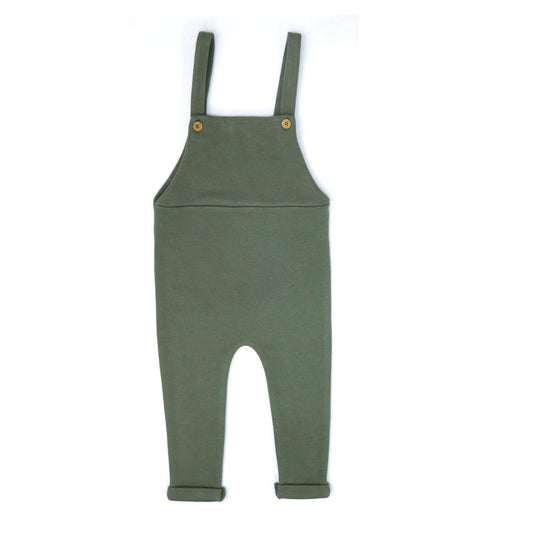 French Terry Baby Suspenders with Mock neck- Green
