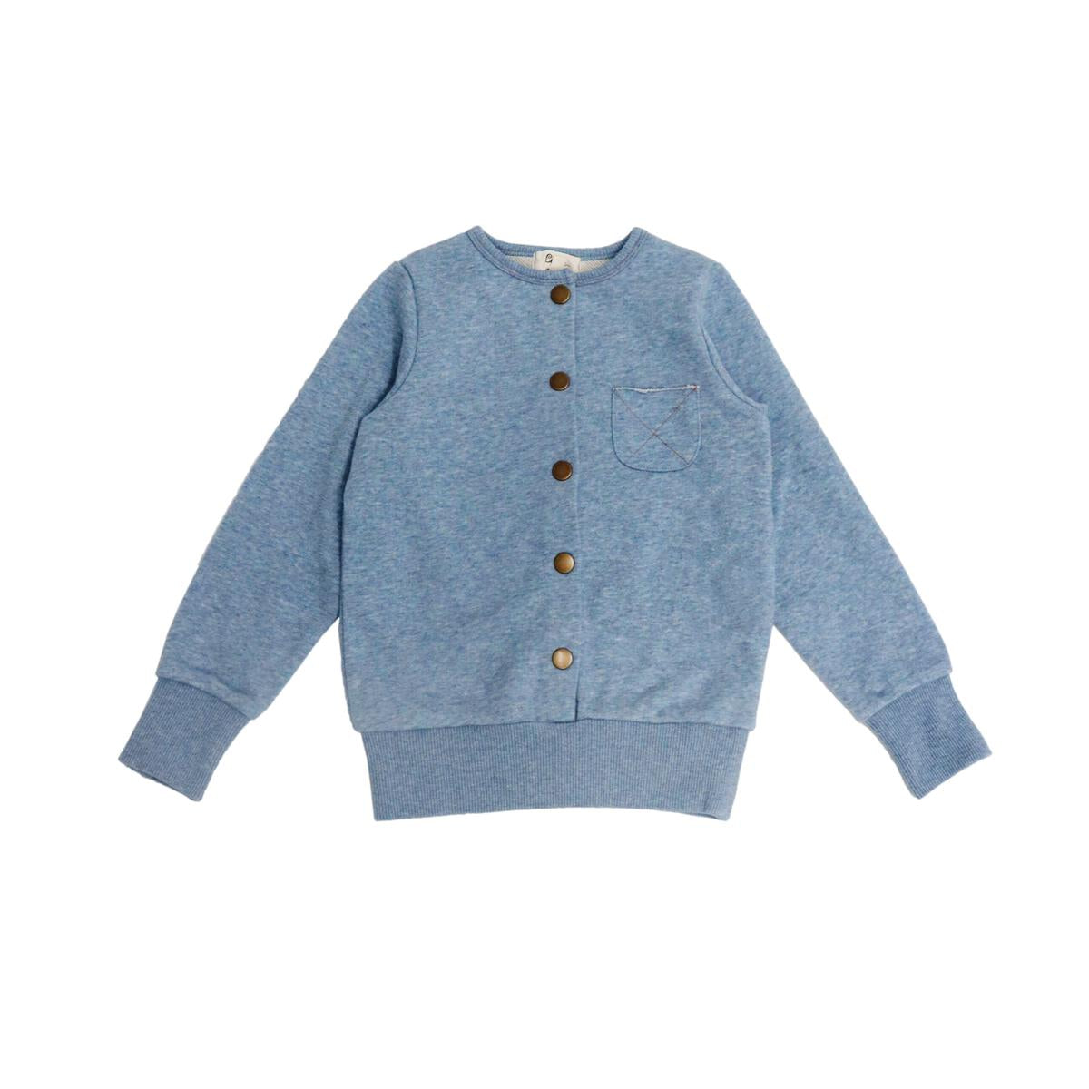 Contrast Stitch Blue Cardigan and Skirt Set