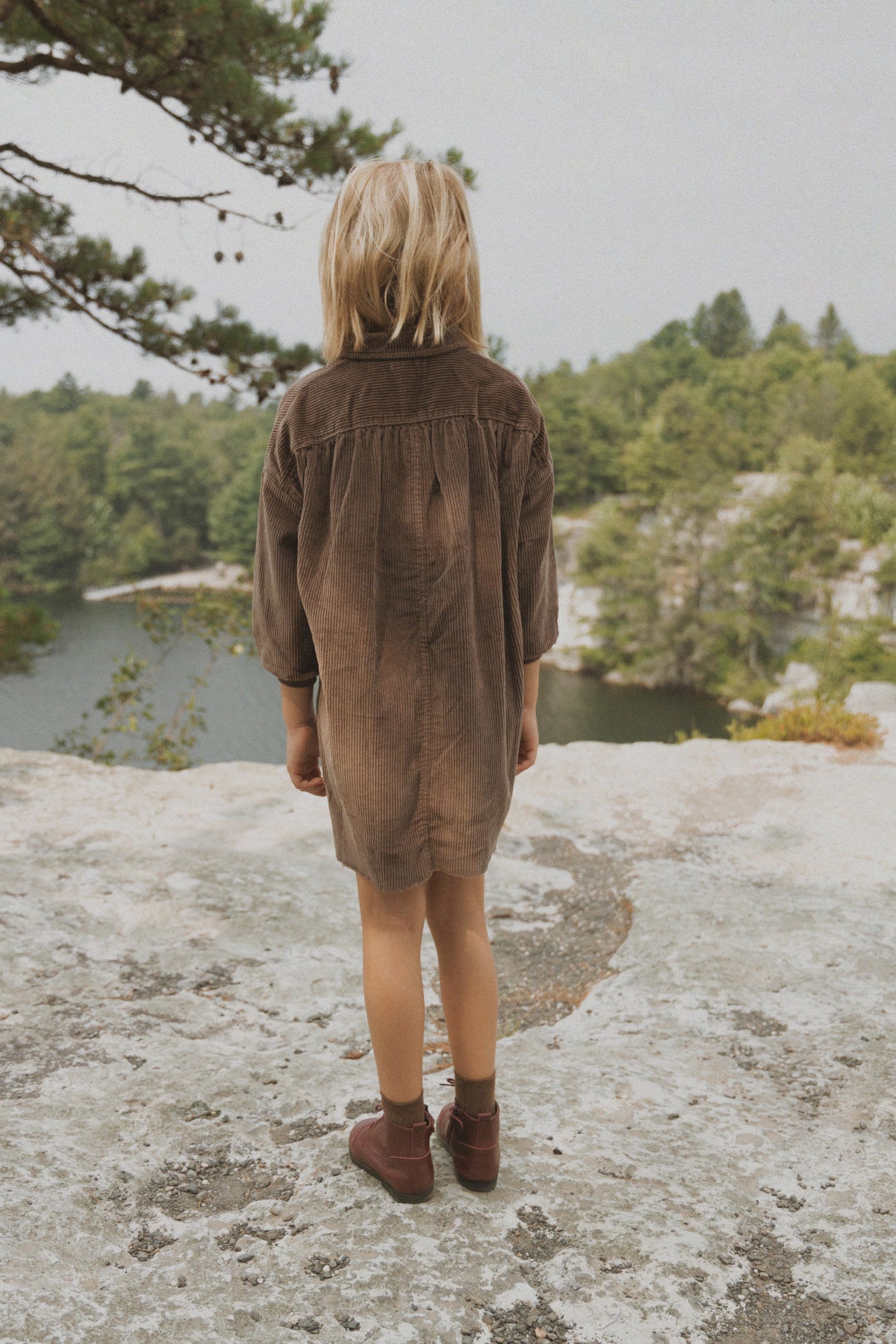 Corduroy Shirt Dress- Umber
