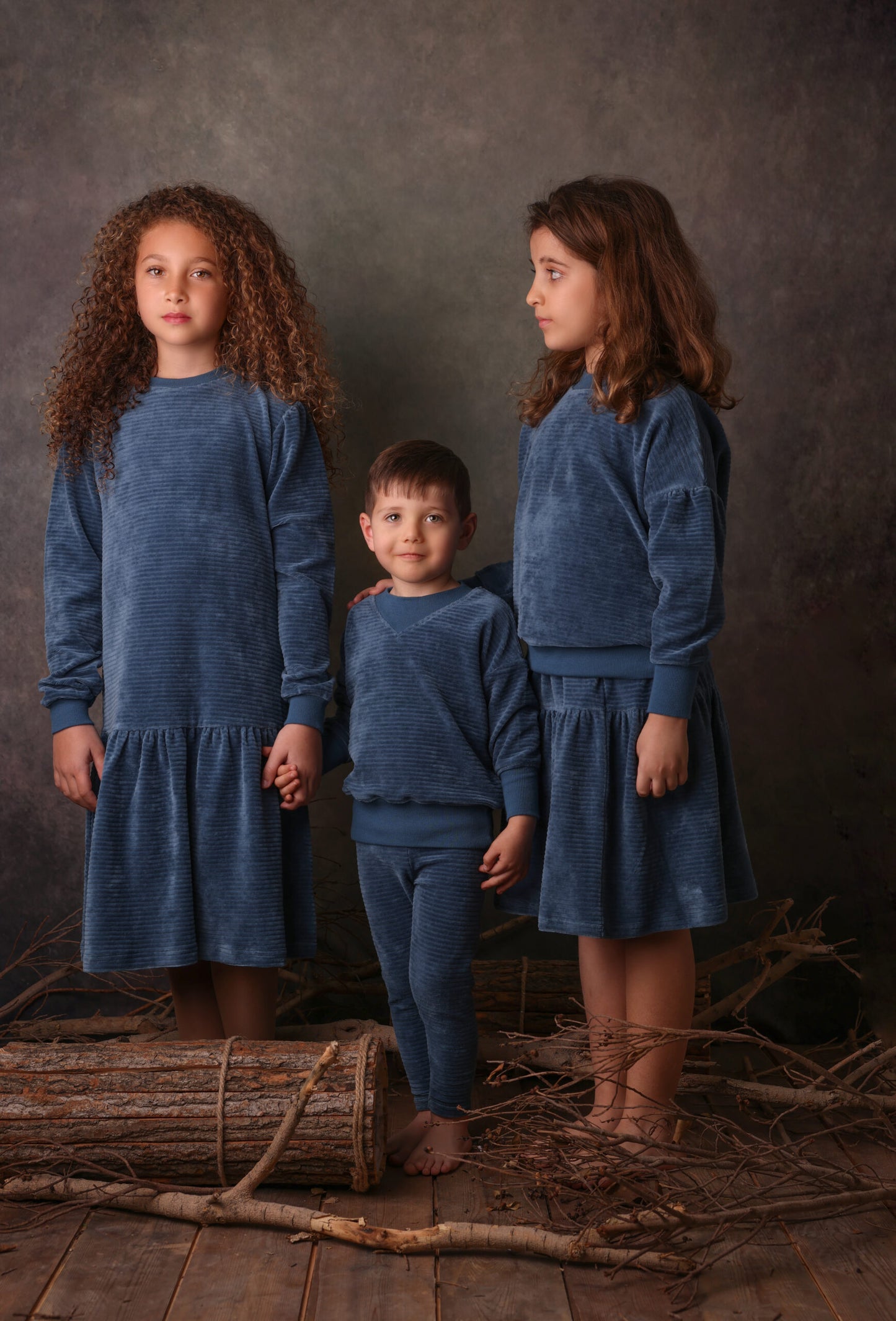 Velour Rib Girls Top- Midnight