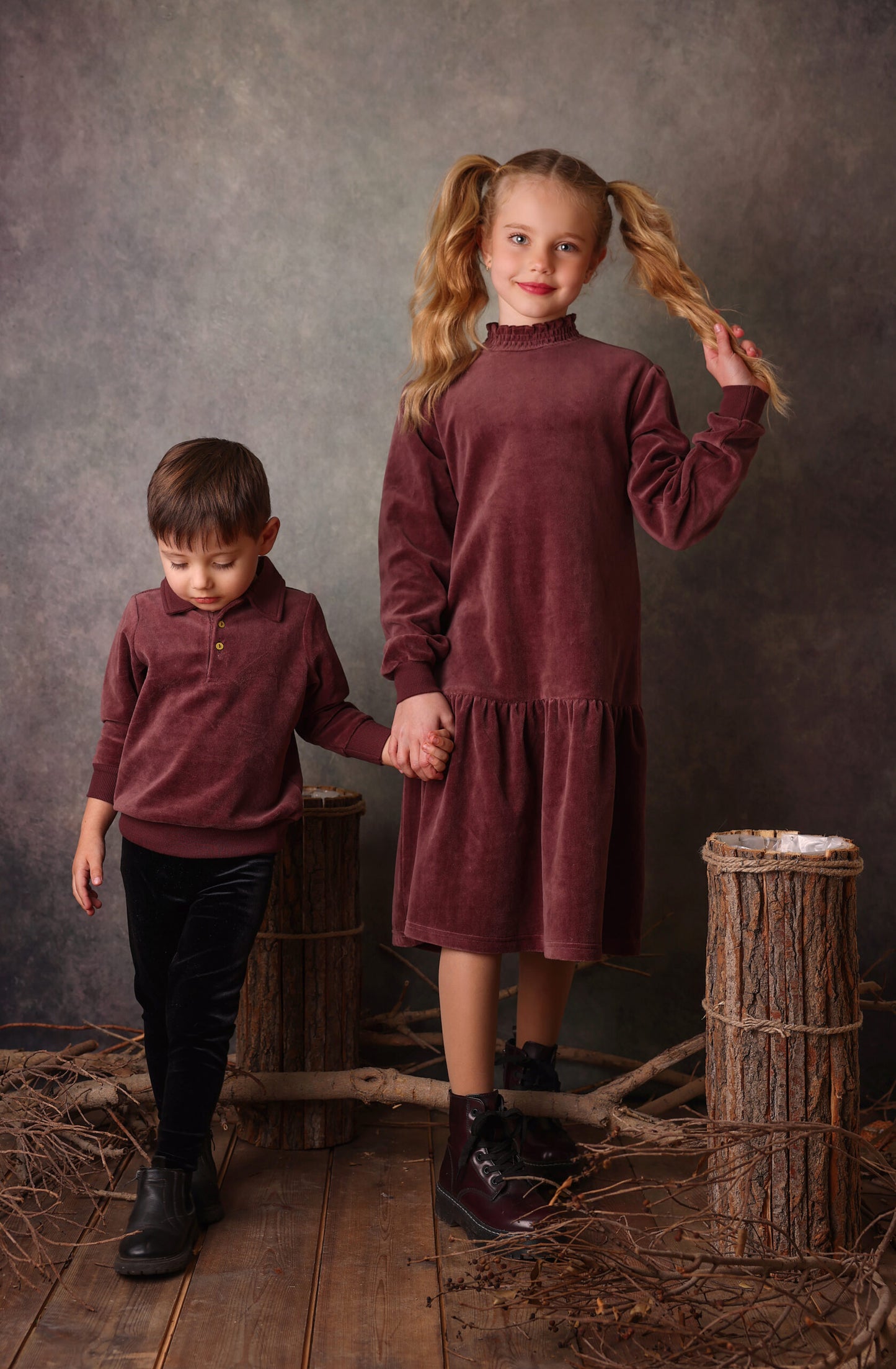 Burgundy Velour Dress