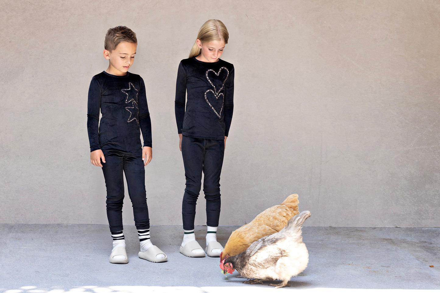 Velour Heart Loungewear Set, black