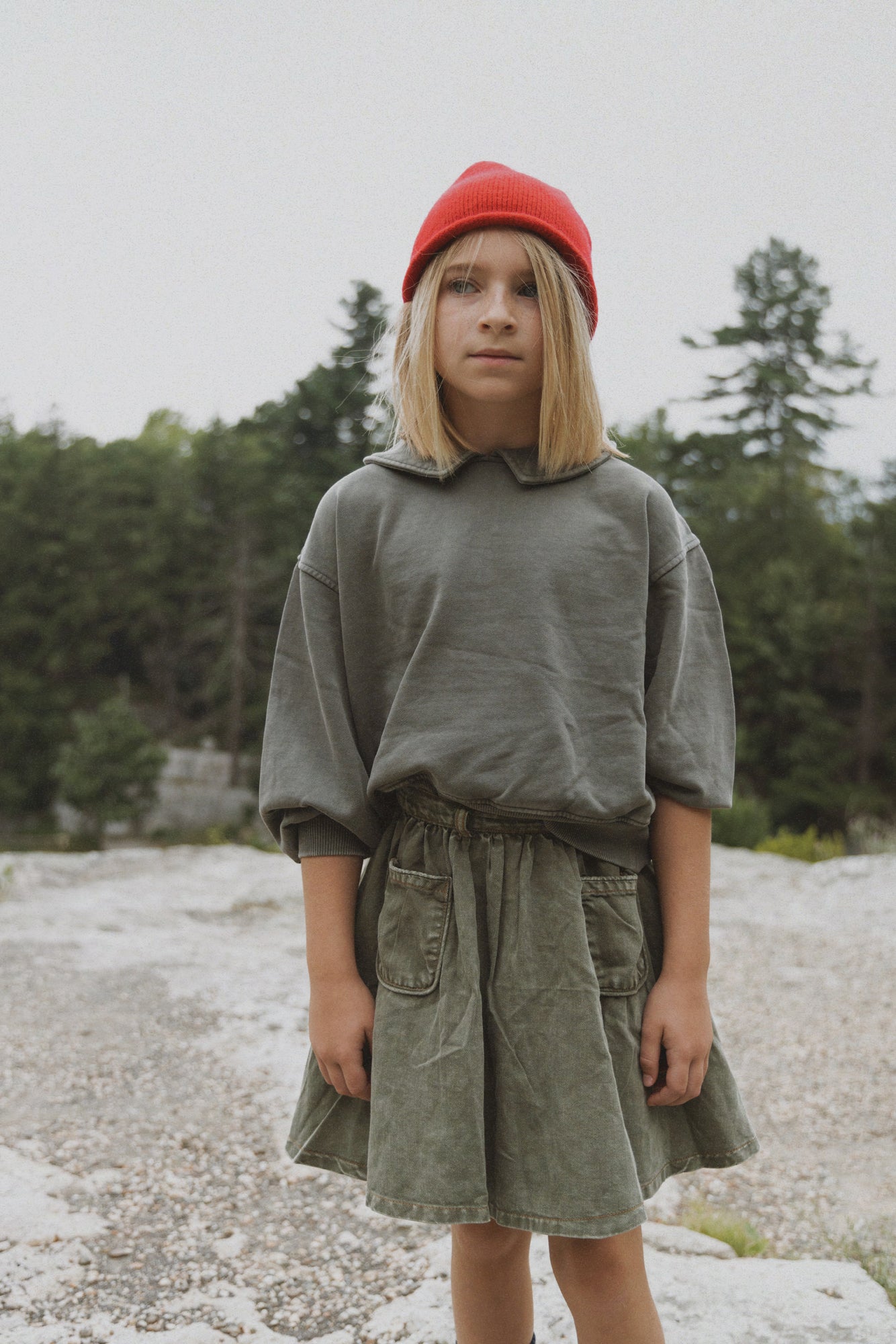Girls Skirt Washed Green