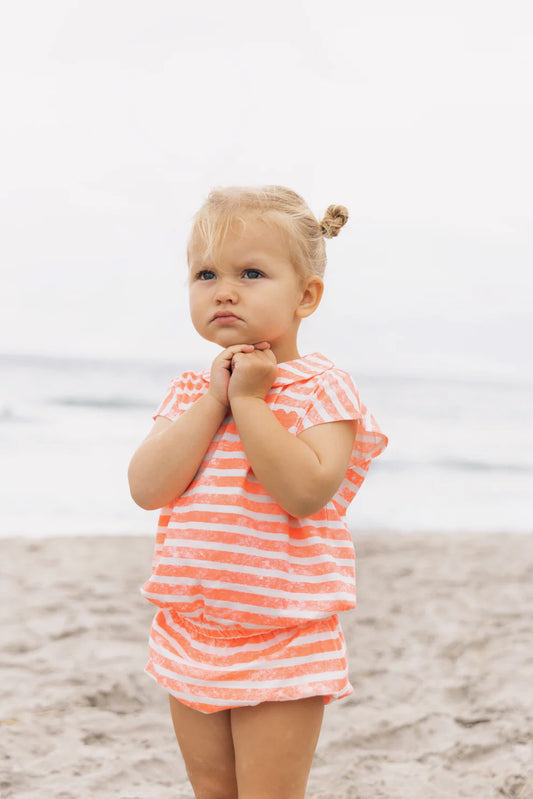 Striped 2 Piece Bloomer Set- Neon Pink