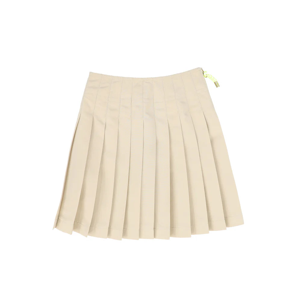 Rope Zipper Pleat Skirt- Tan