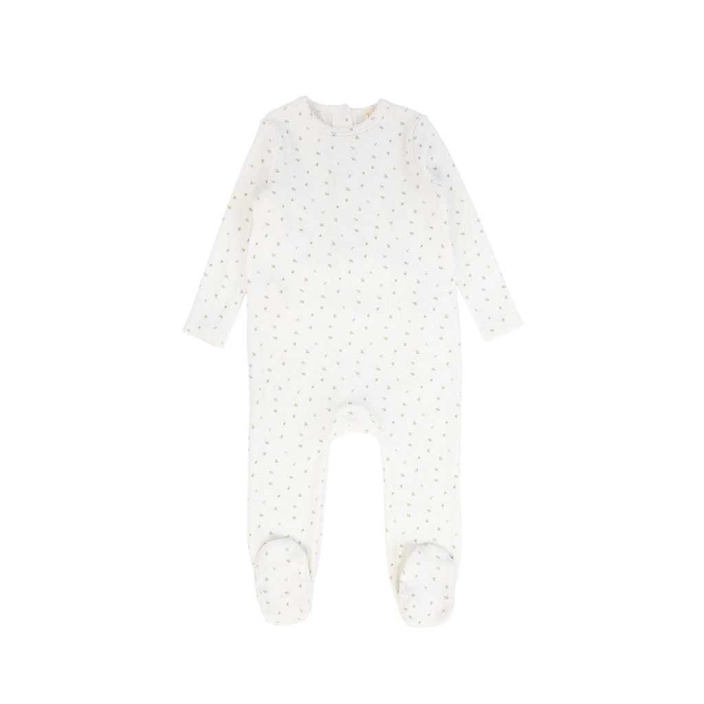 Sage Floral Printed Footie