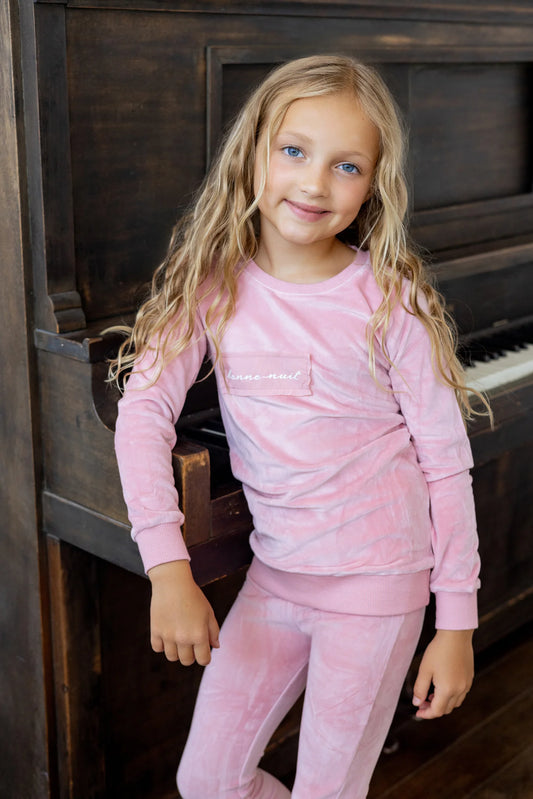 Velour Patch Loungewear Set- Mauve