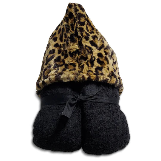 Leopard Tan Black Hooded Towel