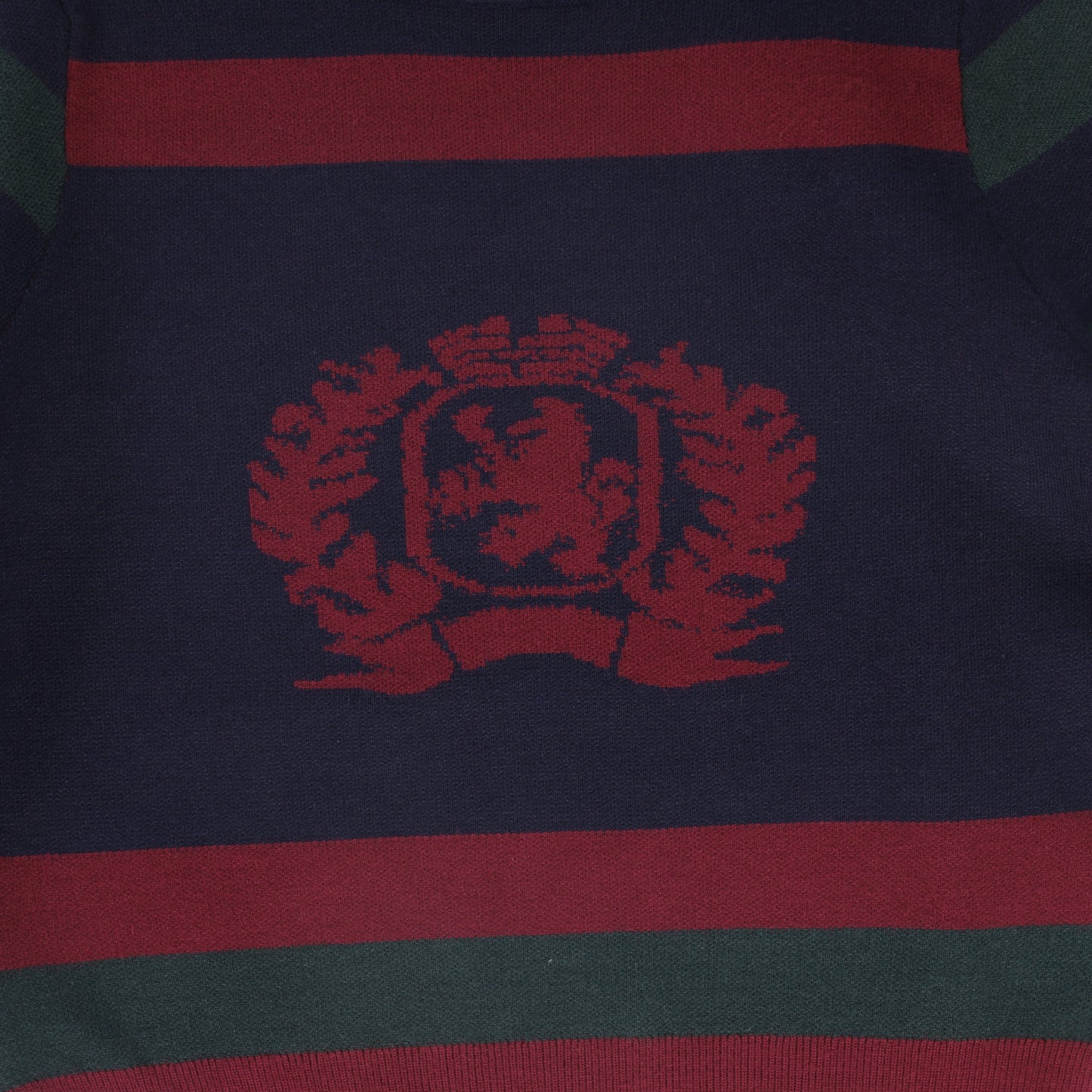 Stripe Centre Crest Sweater - Navy