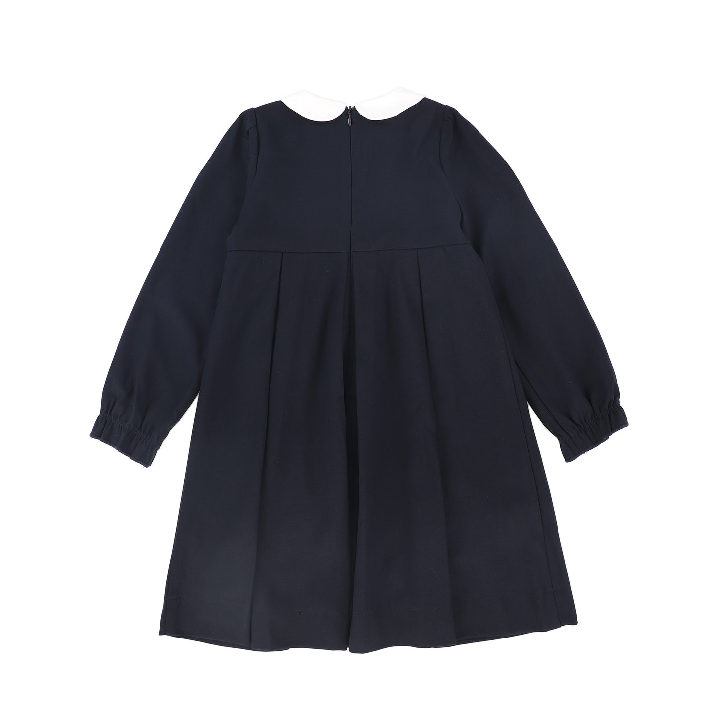 Wool Embroidered Dress - Navy