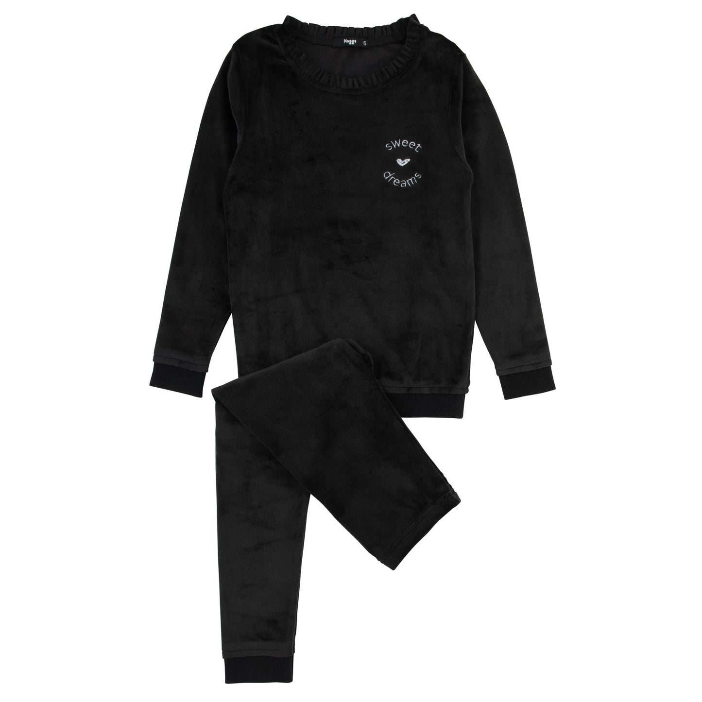 Black Velour Girls Sweet Dreams Loungewear Set