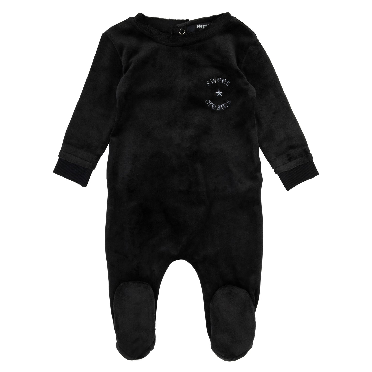 Black Velour Boys Sweet Dreams Footie