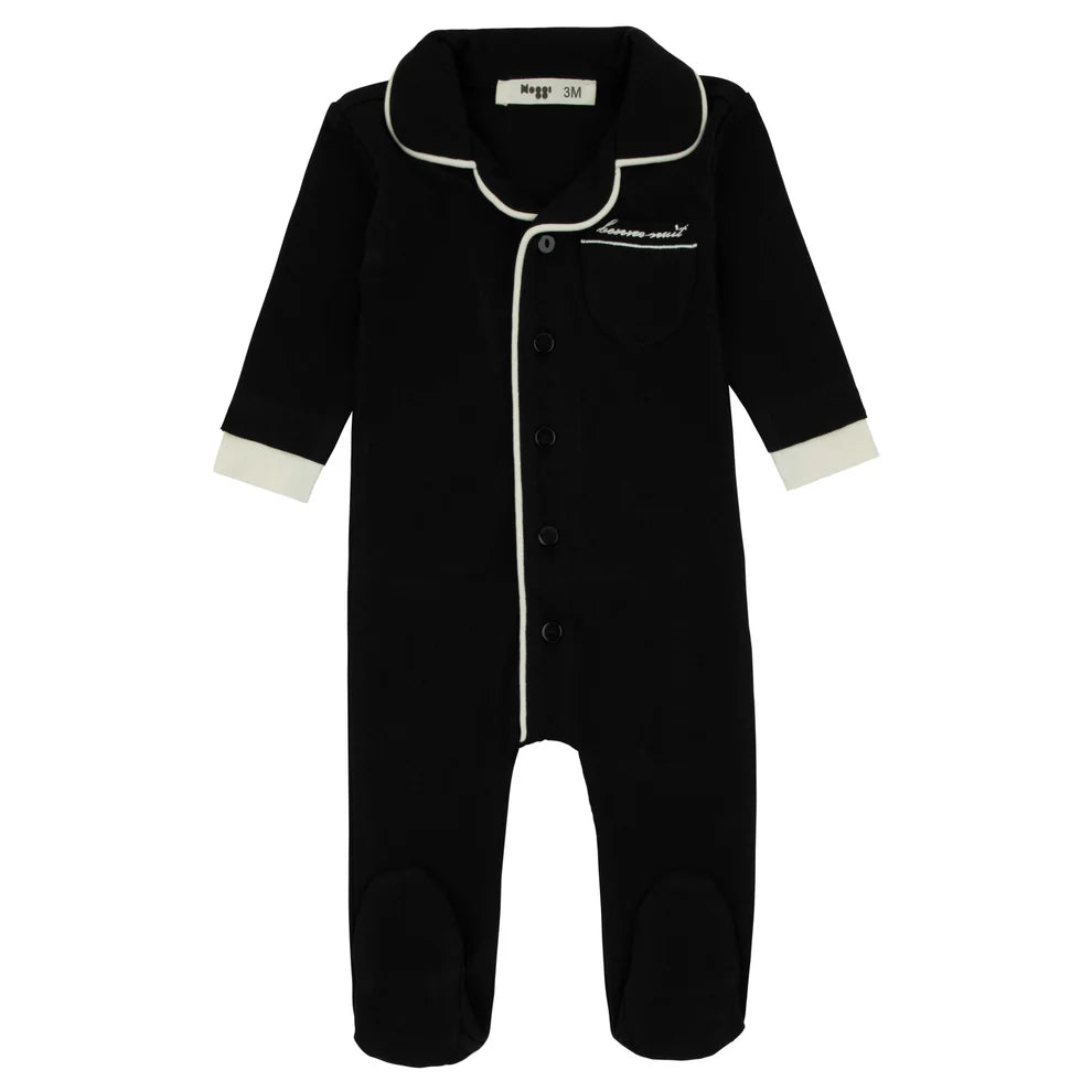 Black Velour Layers Footie
