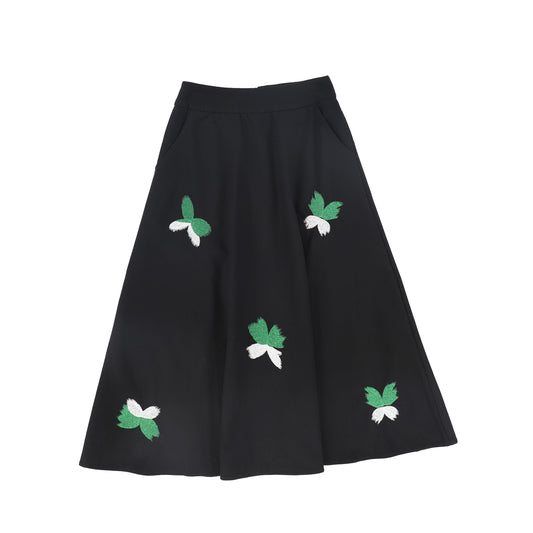 Scattered Embroidery Cardigan and Midi Skirt