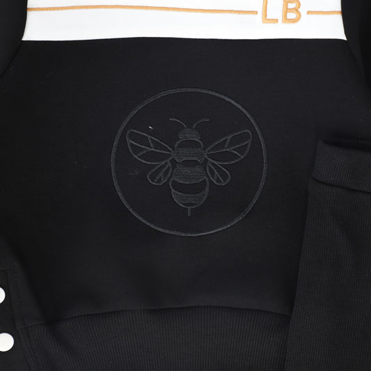 Color Block Bee Sweatshirt Set - Black/White