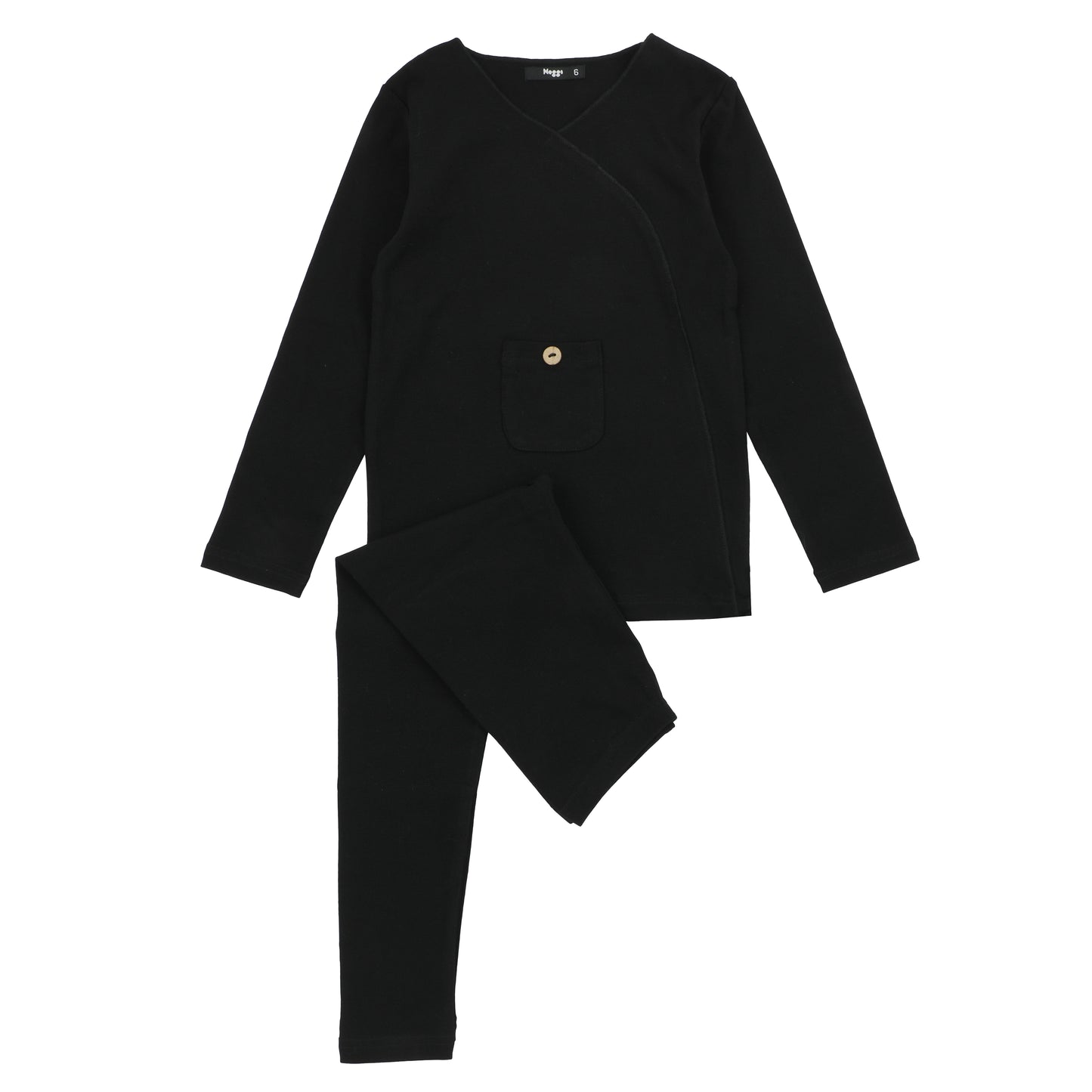 Wrap with Pocket Loungewear Set- Black