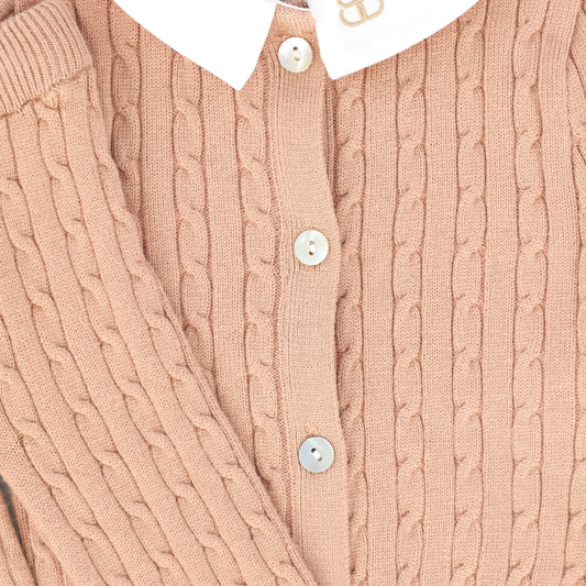 Cable Knit Collar Set - Pink