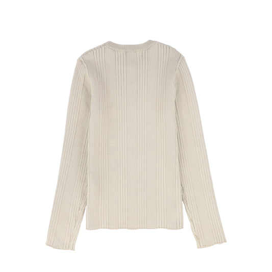 Ribbed Knit Embroidered Sweater