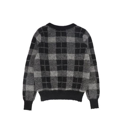 Plaid Knit Collar Sweater - Charcoal