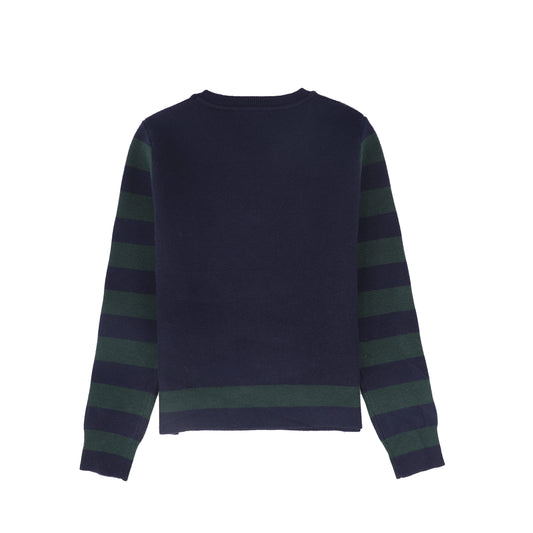 Stripe Crest Sweater - Navy