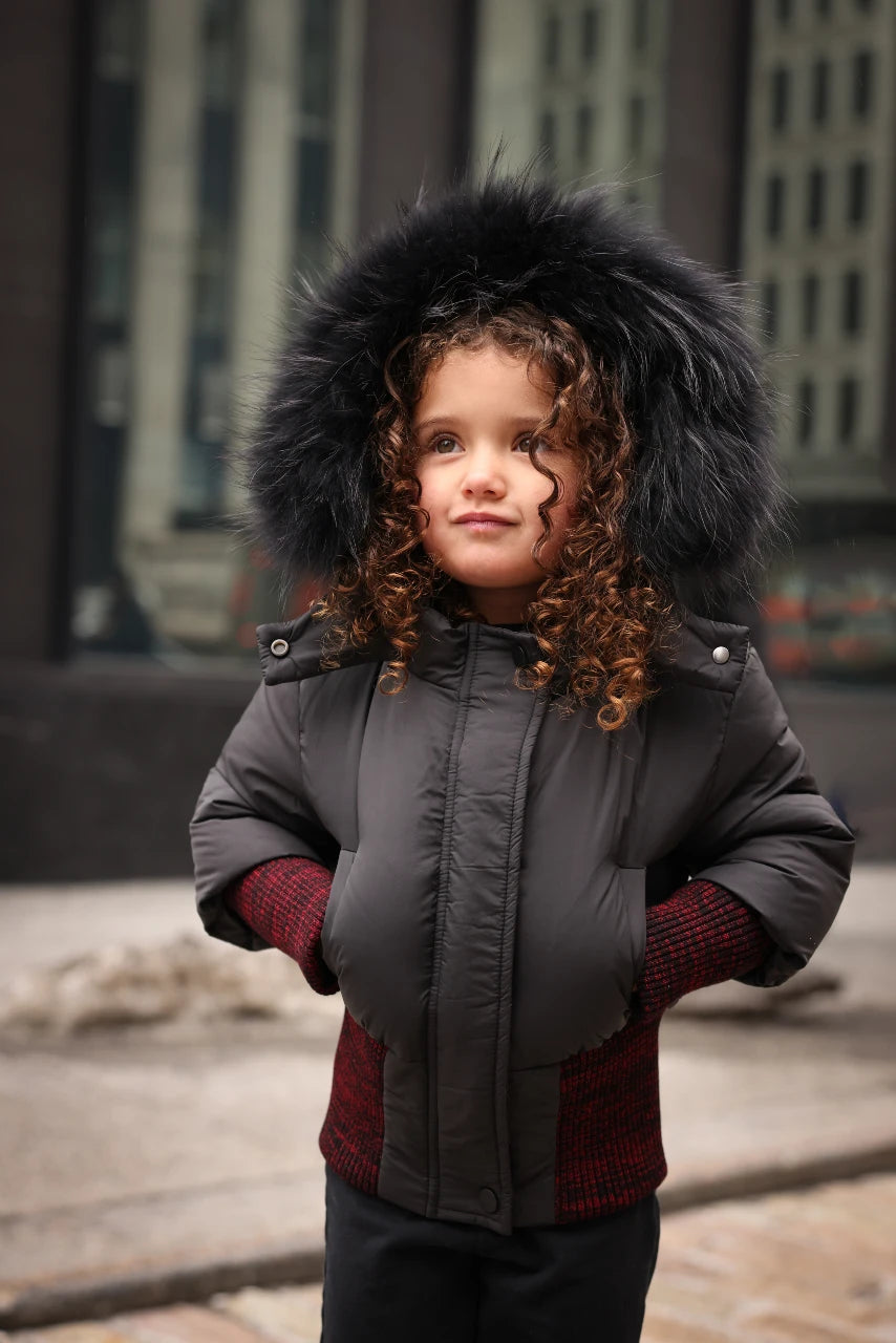 Rib Mix Border Winter Jacket