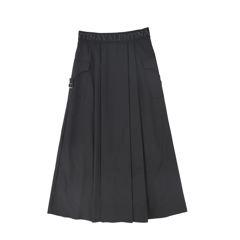 Black Pleated Cargo Skirt