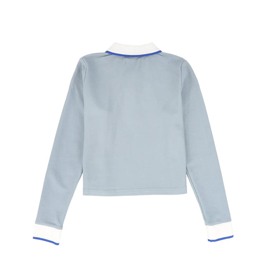 Zipper Pique Polo- Blue