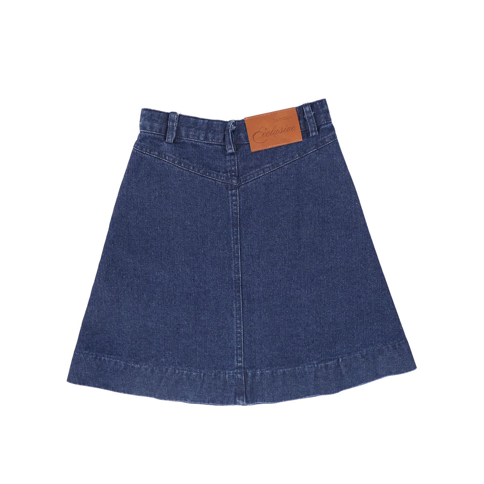 Denim Side Pocket Skirt- Blue Denim