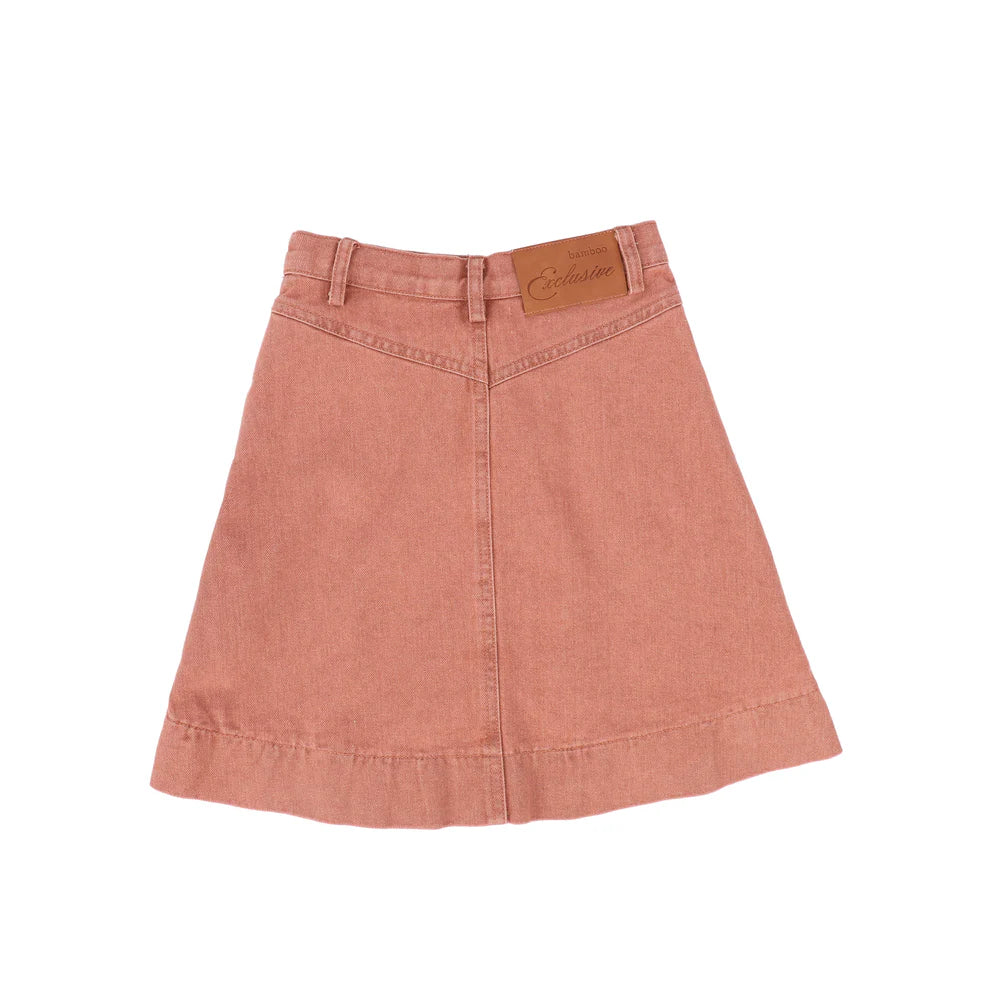 Denim Side Pocket Skirt- Mauve