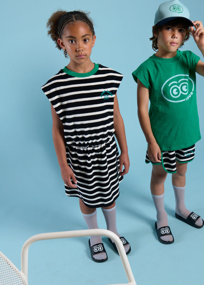 GD12 ARANCIA Anthracite Stripe Sleeveless Dress