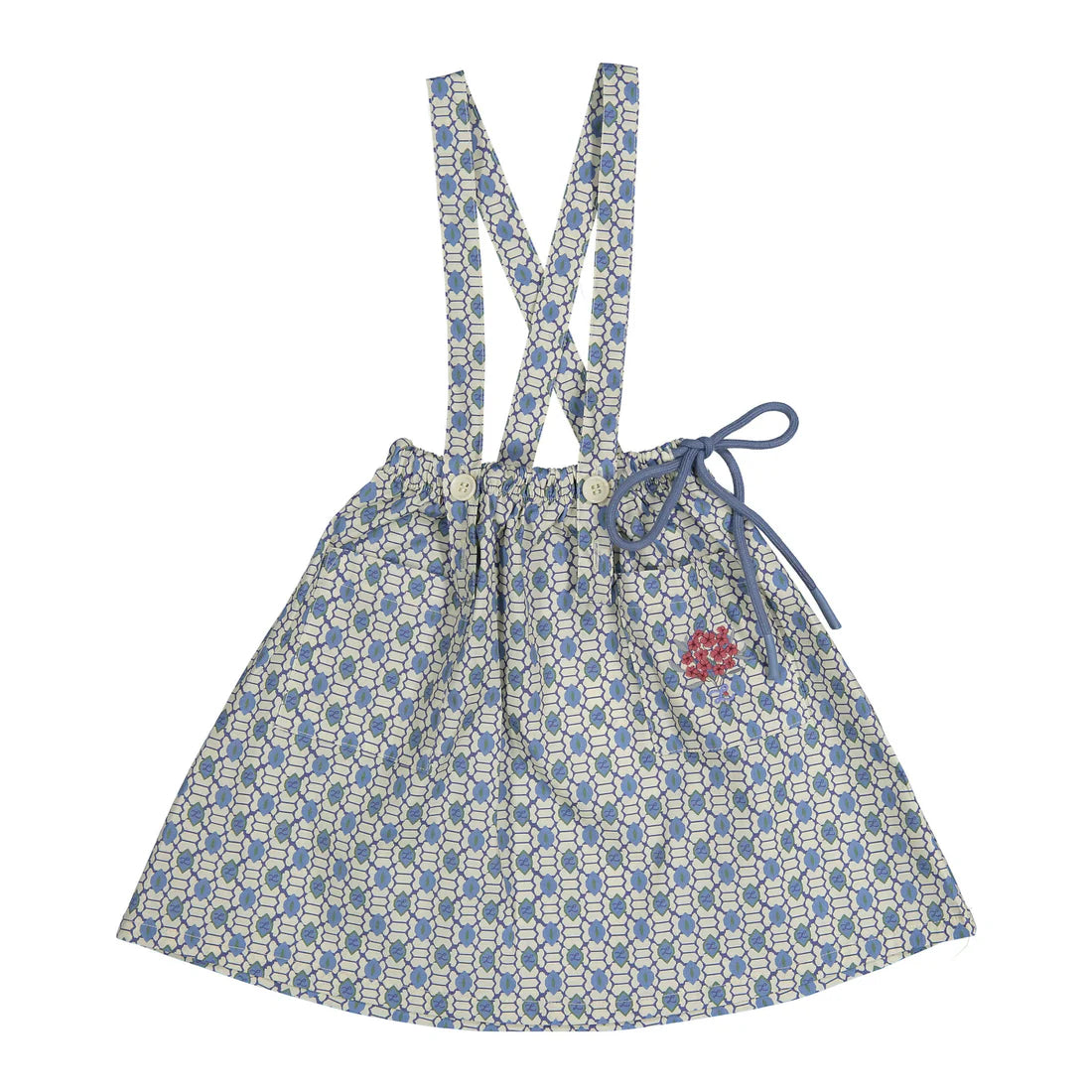 Blue Geo Suspender Pocket Skirt