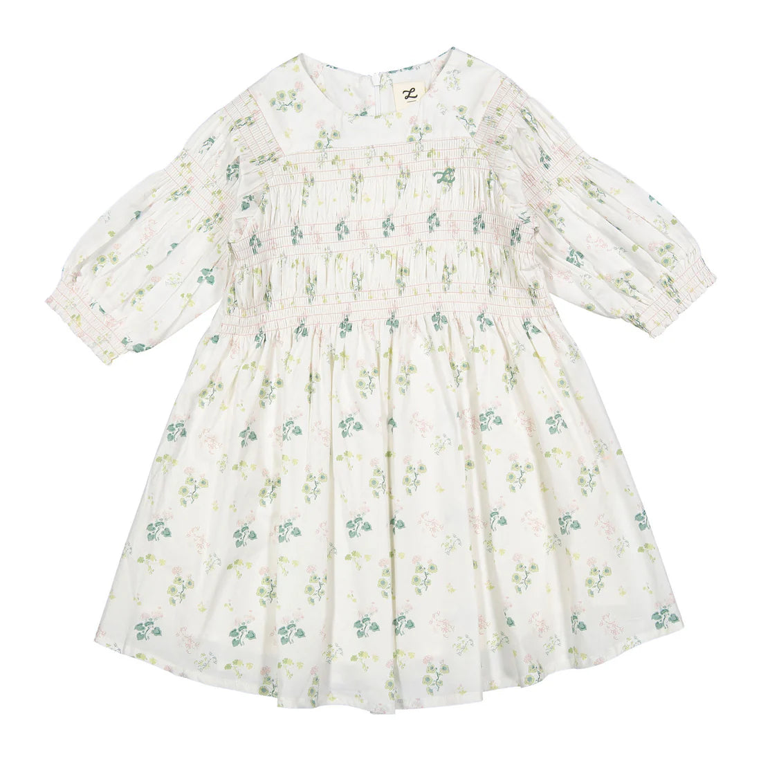 Geranium Smocked 3/4 Sleeve Dress