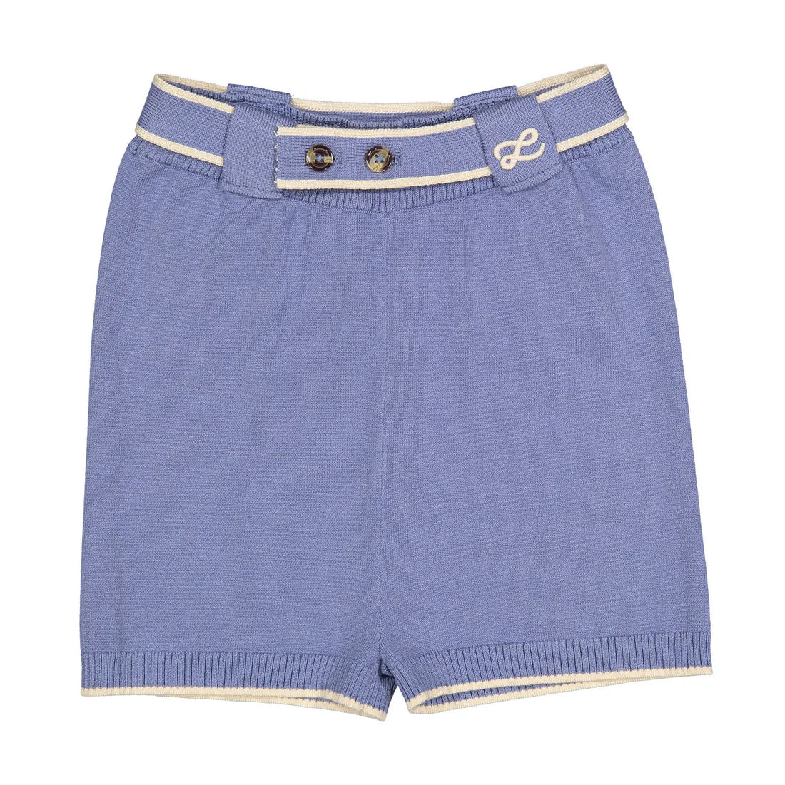 Blue Piped Knit Shorts