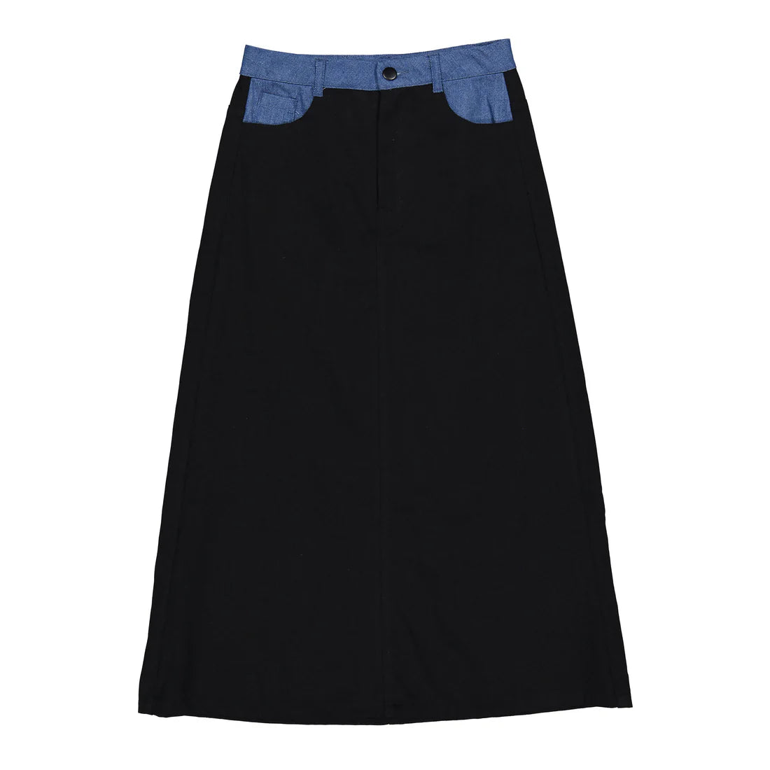 Black Jean Denim Contrast Skirt
