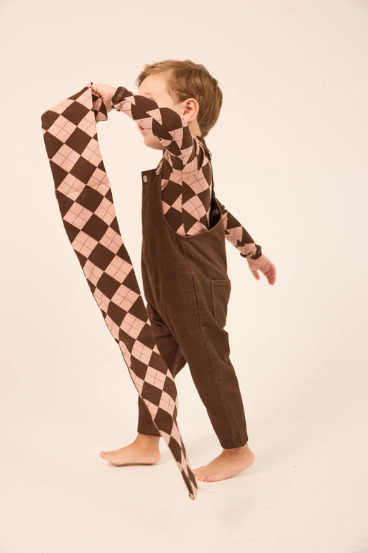 Denim Long Overalls - Brown Denim