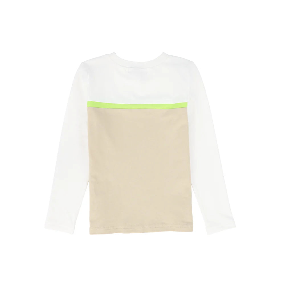 Striped Contrast Pique T-Shirt- Tan