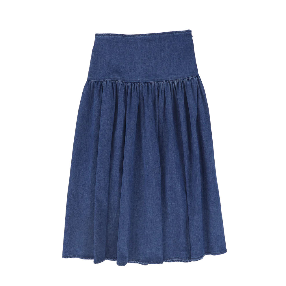 Drop Waist Pleated Maxi Skirt