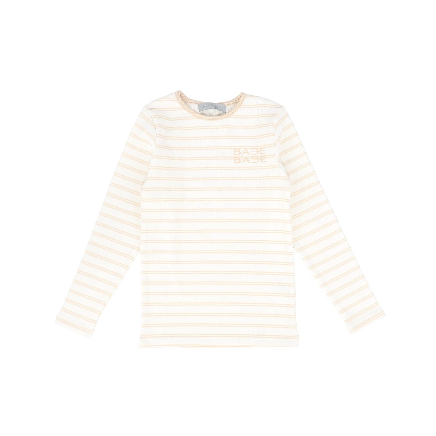 Striped Ribbed LS T-shirt- Tan