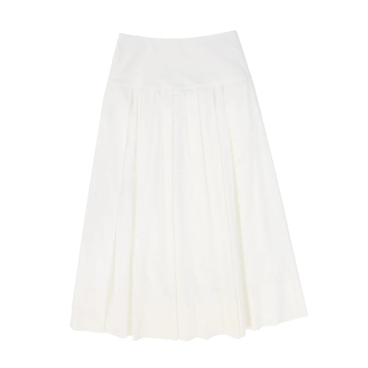 White Embroidered Button Maxi Skirt