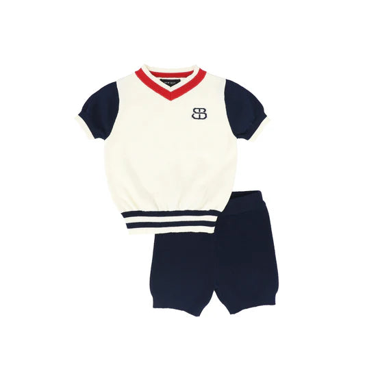 Colorblock Emblem Sweater Set