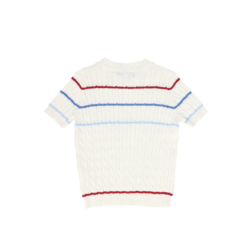 Striped Cable Knit SS Sweater