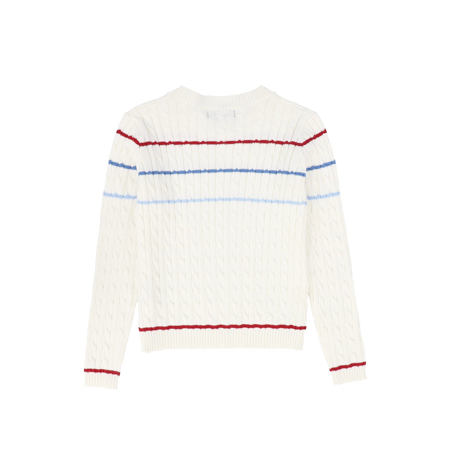 Striped Cable Knit LS Sweater