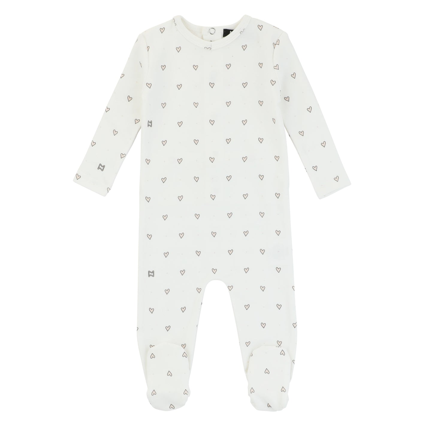 Printed Heart Mixed Fabric, Tan