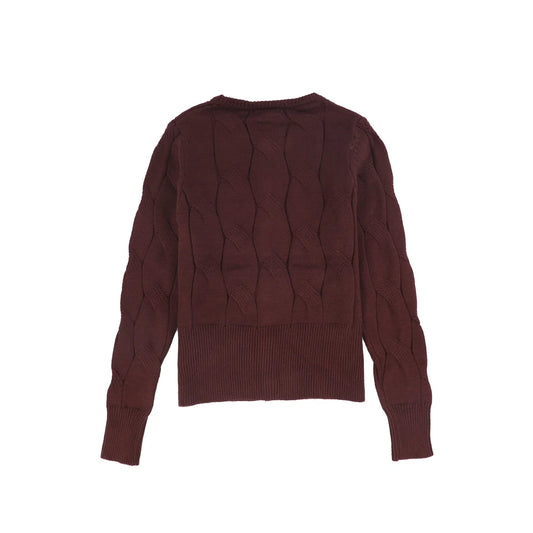 Painted Cable Knit Cardigan- Burgundy