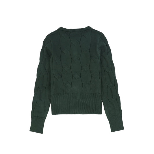 Painted Cable Knit Cardigan- Green