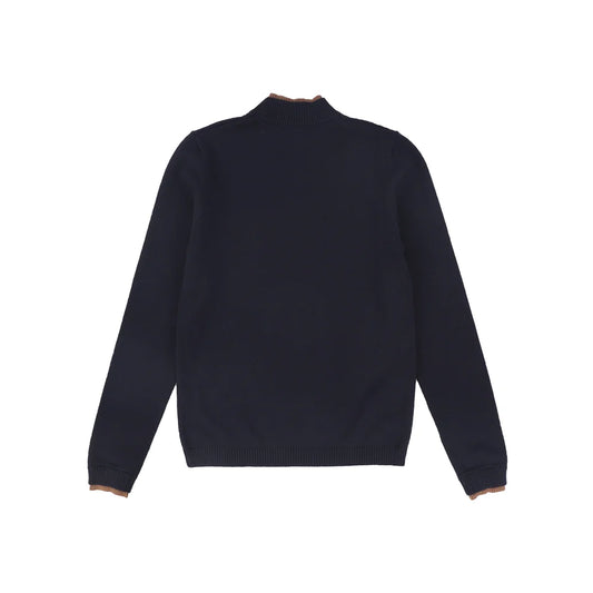 Navy Horse Print Knit Turtleneck