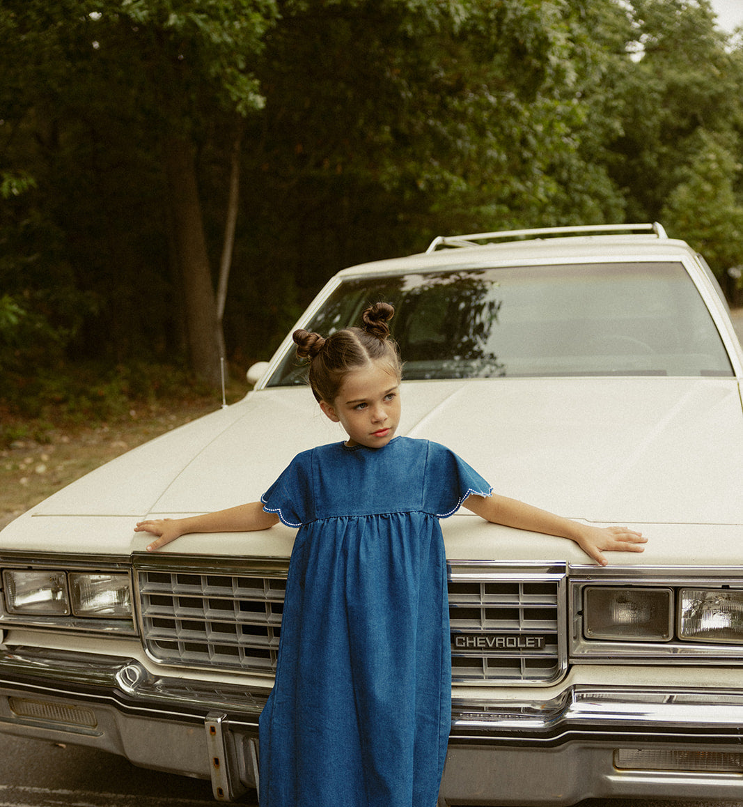 Blue Edge Stitch Dress
