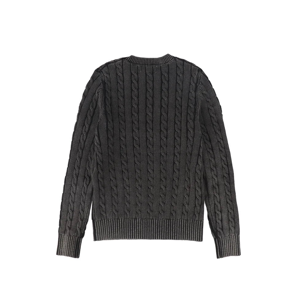 Fitted Cable Knit Sweater- Charcoal
