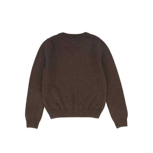 Ribbed Knit Stripe Crest Sweater